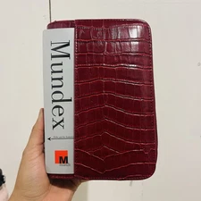 Mundi Mundex Portfolio Daily Planner Red Crocodile Faux double Zip Binder, NEW