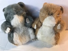 2 Vintage Hamster Stuffed Animal Toys by R.Dakin Grey  Brown 1980