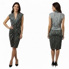 Rachel Rachel Roy Dress M Multicolor Sleeveless Draped Knot Animal Print Chic