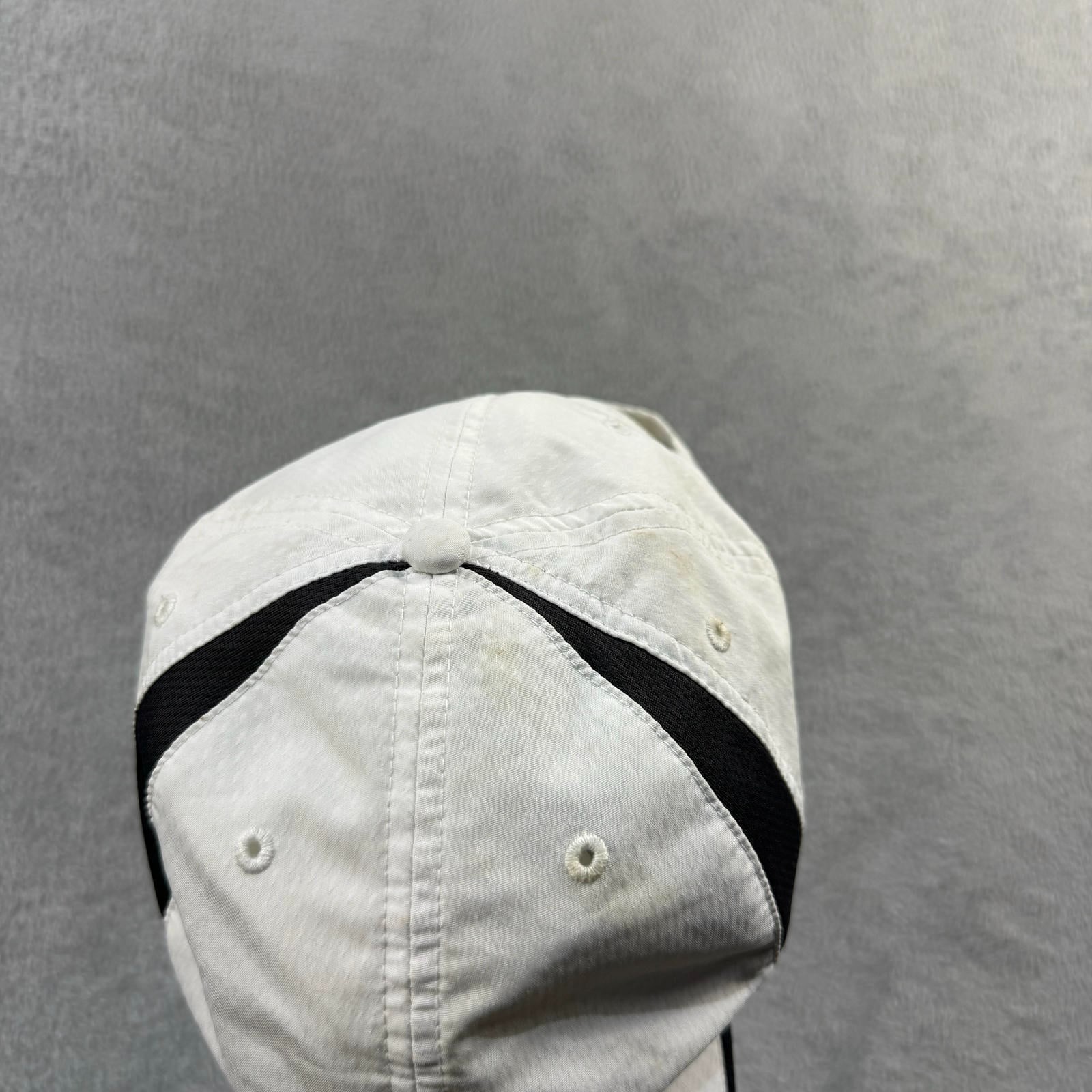 VTG Nike Golf 2000's Y2K White Black Stripe Unstructured Adjustable Baseball Cap image 8