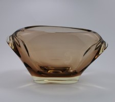 Glasvase Schale Schüssel braun massives Glas Deko Böhmen Kunsthandwerk