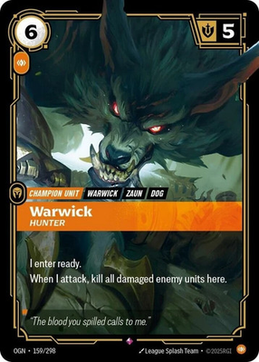 #ad #ad 1x Warwick Hunter 159 298 Rare Foil NM Mint Riftbound TCG: Origins Riftb $2.22