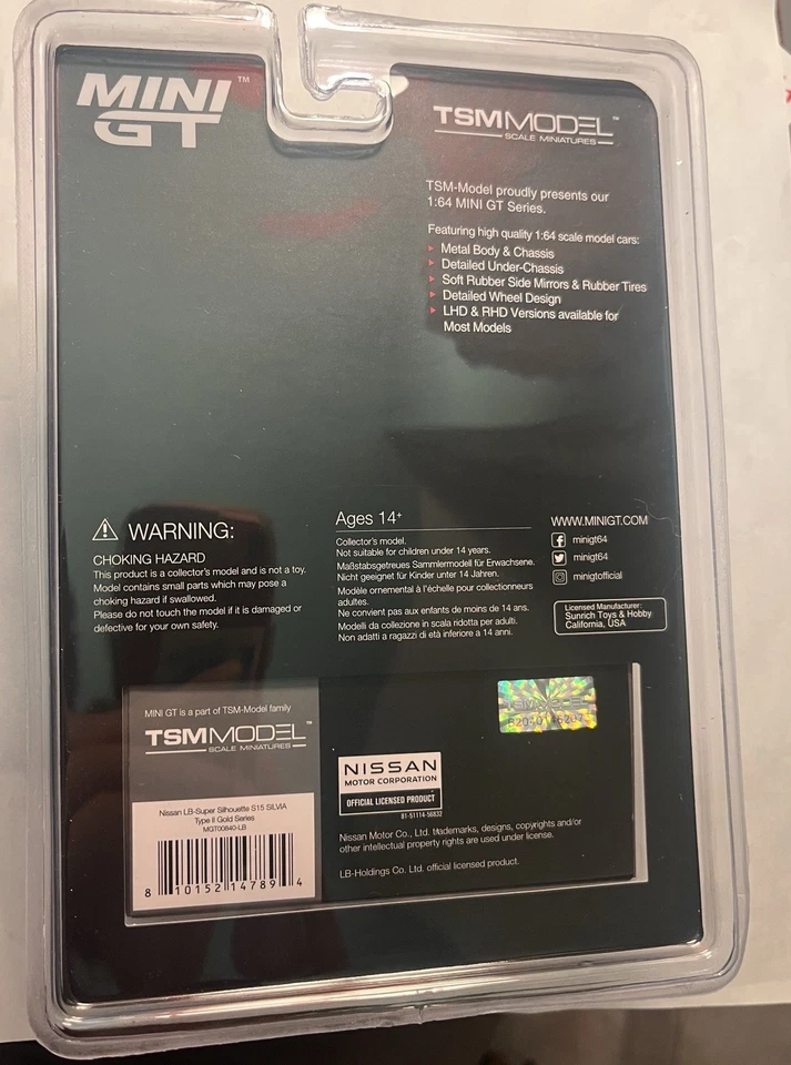 亲笔签名迷你 GT 自由行走 西尔维亚 S15 金色系列 1/64 原宿限量版 罕见 — 第 2/3 张图片