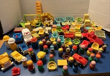Vintage Fisher Price Little People Animals Furniture Wood Plastic Toys Lot