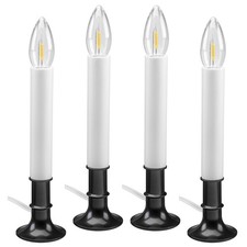 Electric LED Window Candles 4 Pack Black Shatterproof Warm White Bulbs