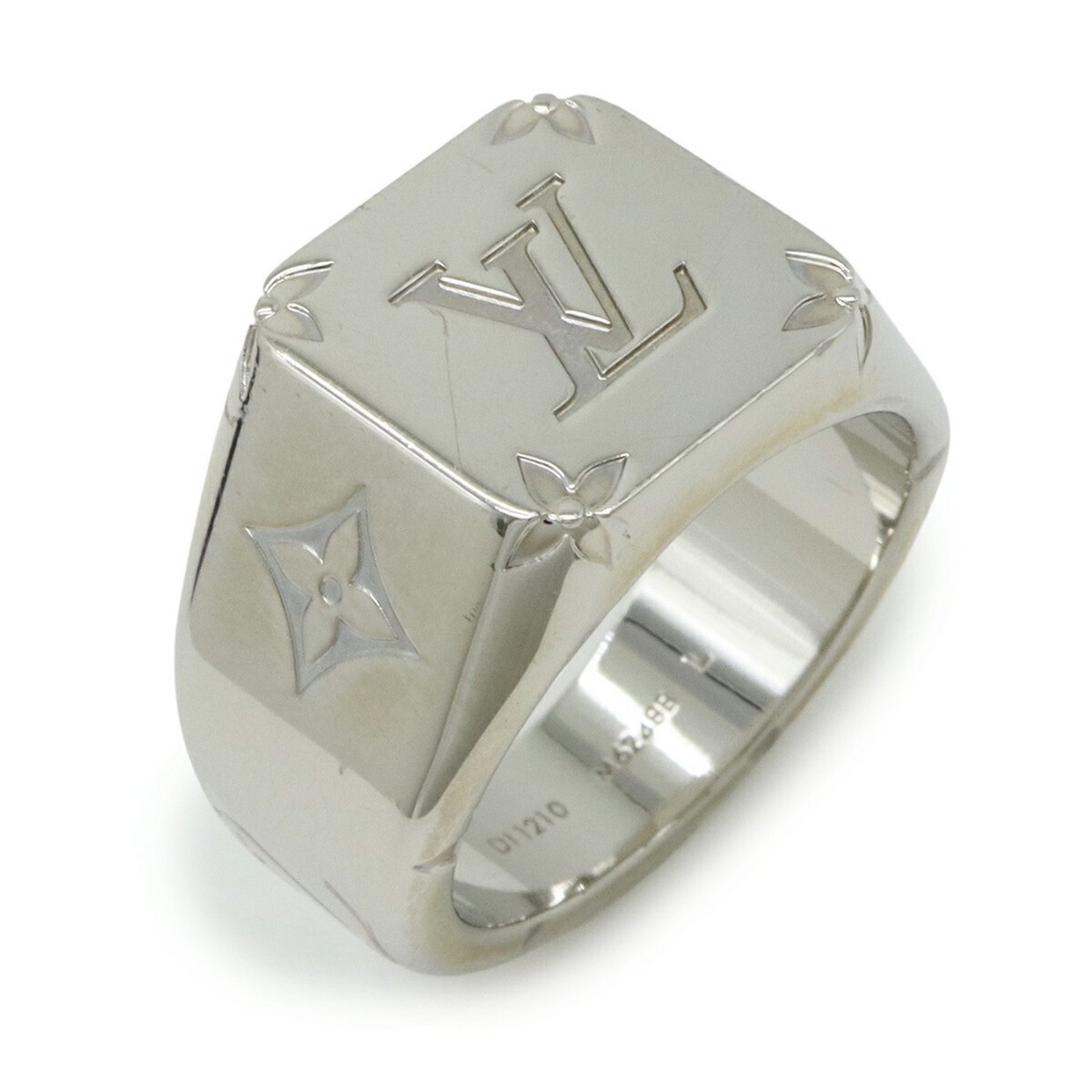 Louis Vuitton シルバー バンドリング LOUIS VUITTON Monogram Signet Ring, Silver, Large, Japanese Size 2