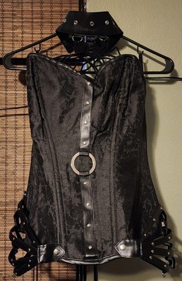 Women s Black Overbust Lace-Up Corset  XL