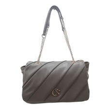 Borsa donna a spalla Cafè Noir Fango Pattina Plissettata catena tracolla