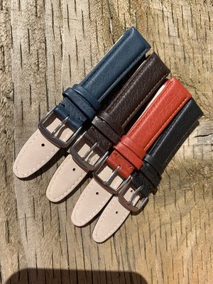 Deer Leather Watch Strap, Hirsch Band, Soft, Flat, Stainless Steel Buckle 161820