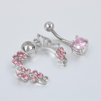 Crystal Rhinestones Hollow Butterfly Belly Button Rings Light Luxury Navel Nail