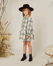 Rylee and Cru flannel hazel dress plaid Long sleeve cotton 2-3y