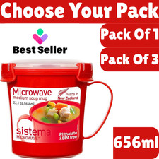 Image of Sistema 656ml Microwave Soup Mug Currys Medium Plastic Fast Stews Hot Drinks Cup