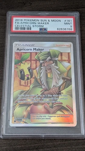 APRICORN MAKER 2018 Pokémon #161/168 PSA 9 MINT S&M Celestial Storm Full Art