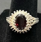 Vintage Avon Sterling Silver /Garnet Cocktail Ring Size 7