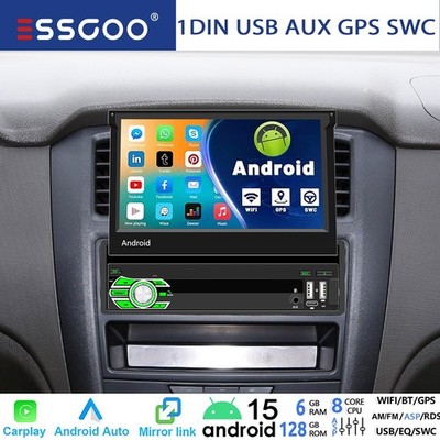 1 DIN Autoradio Android 15 6+128G Carplay GPS AUX USB Type-C Bluetooth 4G LTE AM