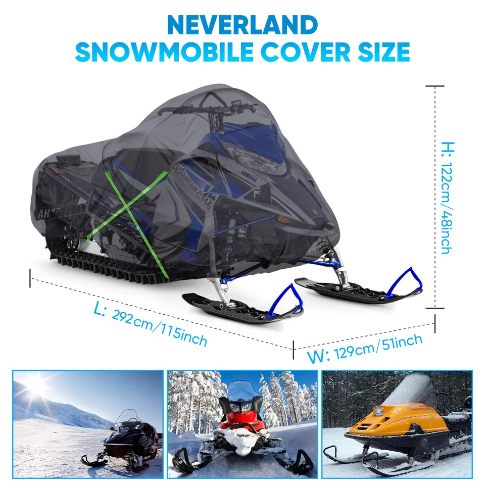 Cubierta impermeable para moto de nieve NEVERLAND para Polaris Ski Doo Yamaha ajuste hasta 110"" Foto 2 de 4