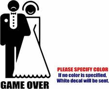 Game Over Wedding Graphic Die Cut decal sticker Car Truck Boat Window Bumper 7"