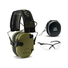 Walker’s Razor Slim Electronic Muff (USA Green) with Case and Shooting Glasses