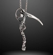 Large Grim Reaper Scythe Sickle Necklace Pendant Biker Punk Gothic Death Skull