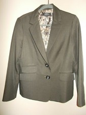 New Kasper Womens Size 10 Brown Blazer Leopard Print Lining Long Sleeves