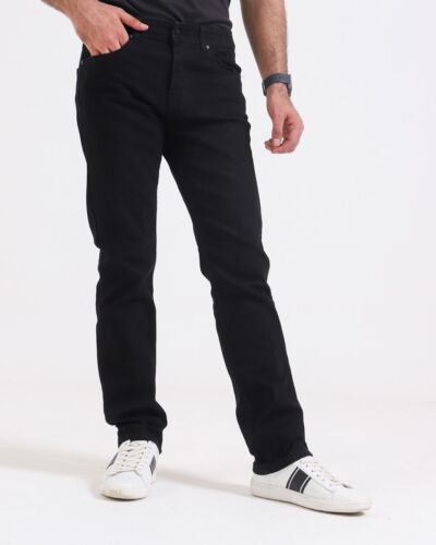 Mens Jeans Straight Leg Black Denim Regular Fit Leg Stretch Trousers Pants Sizes - Picture 28 of 32