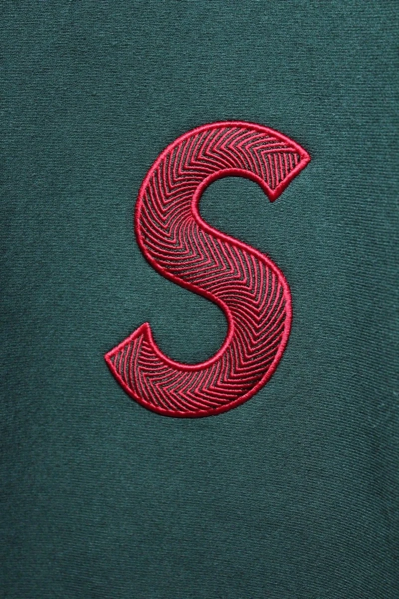 Supreme S Logo Hooded Green Red Hoodie Sweatshirt Men's Size