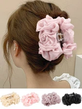 Women Large Rose Flower hair clip Hair Claw clip clamp Bow Clip Barrette Bridal 