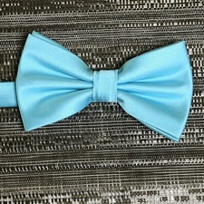 Brand New Men Baby Blue Solid Pretied Bowtie Butterfly Style Wedding Formal