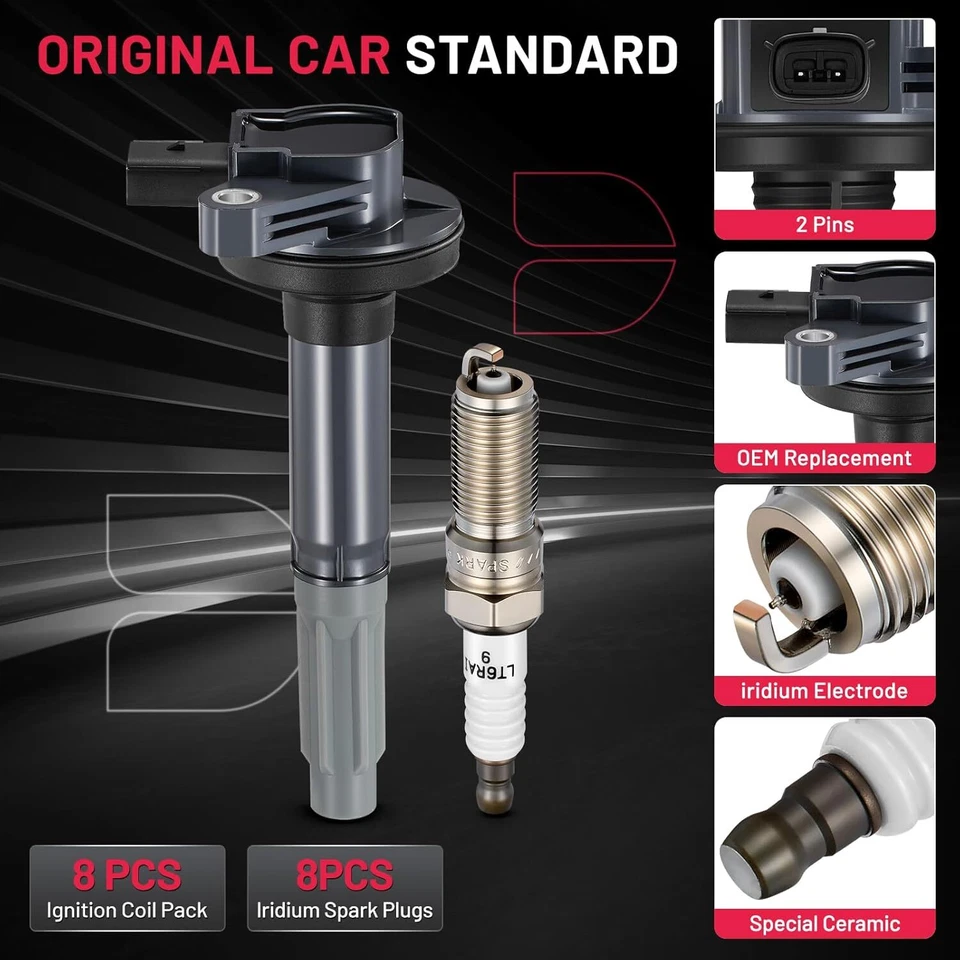8 Ignition Coil Pack UF622 and Iridium Spark Plugs For 2011-2016 F-150 5.0L V8 Foto 2 de 4