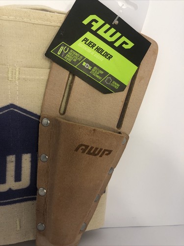 AWP Leather Open Ended Plier Holder Belt Loop & Metal Clip And 1 Lowes Apron Bag - Picture 2 of 8