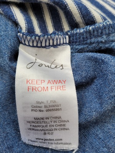 Joules Relaxed Loose fit Stripy Jersey +Denim Longer back Tunic Top Pocket UK16❤ - Picture 16 of 16