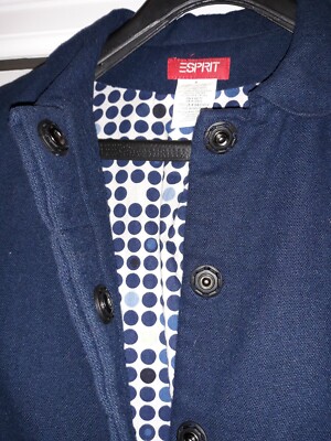 ESPRIT Beautiful Navy Blue Spring Light Wool Coat Snap Close, Fully Lined Size S