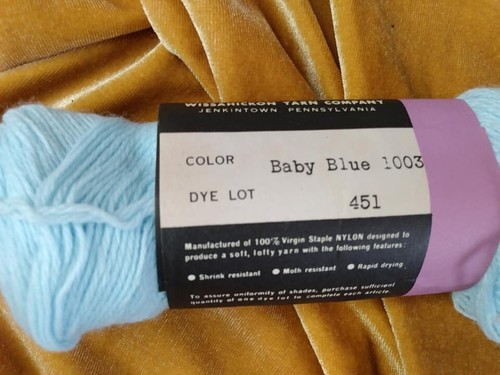 9 Vintage One oz. Skeins WYCO Nylon Petite Weight Yarn Baby Blue - Picture 3 of 3