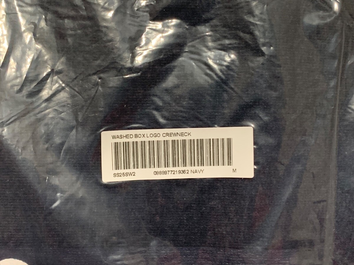 Supreme Washed Box Logo Crewneck Sweatshirt Navy - Size