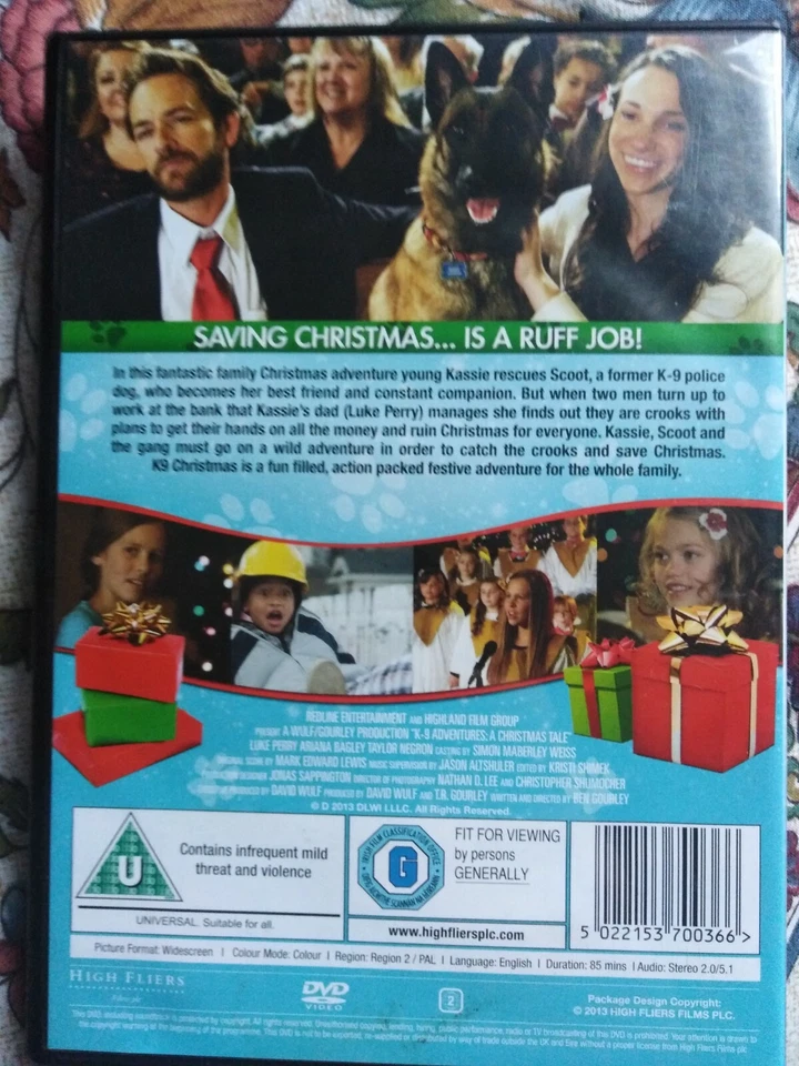 K9 Christmas - Scoot & Cassies Christmas Adventures DVD Luke Perry (BH 90210) - Image 2 of 2