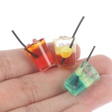 3Pcs 1:12 Scale Dollhouse Miniature Food Fruit Tea Soft Drink Bottle Accessories