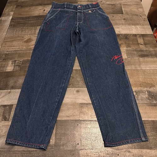 Pantalones de mezclilla vintage FUBU platino Muhammad Ali 30x33 para hombre holgados rectos Y2k difíciles de encontrar raros - Imagen 6 de 12