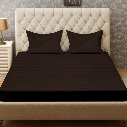25cm Deep Egyptian Stripe Fitted Sheet Single Double King Super King Size Sheets - Picture 17 of 88
