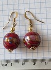 Italian Earrings, Glass Murano GILDING