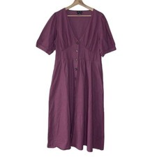 CITY CHIC SUNSET STROLL FIT AND FLARE  MIDI LINEN  DRESS SIZE S