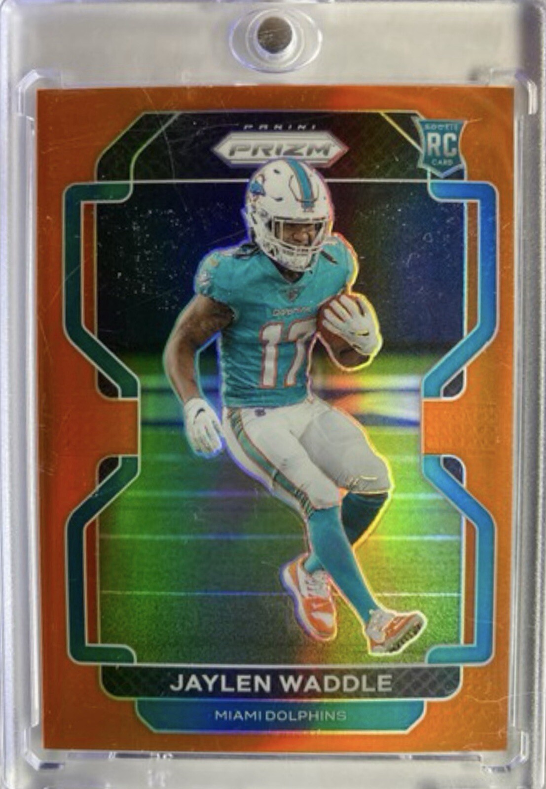 2021 Jaylen Waddle Panini Prizm #338 Rookie Base Orange Prizm RC /249 Dolphins