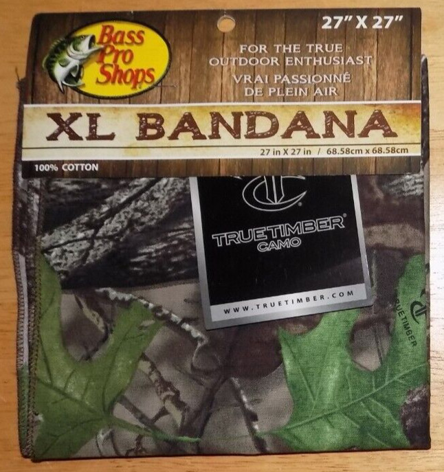 BASS PRO SHOP CAMOUFLAGE XL BANDANA 27" X 27"