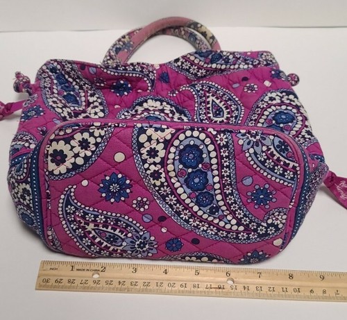 Retired Vera Bradley Boysenberry Emma Pink & Blue Satchel Drawstring Handbag - Picture 11 of 11