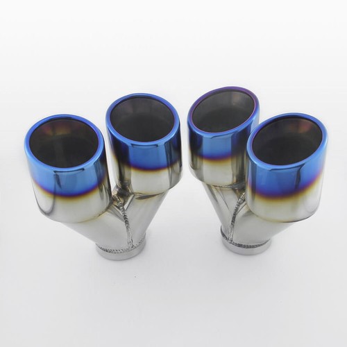 Blue Burnt Quad 3.5" Out 2.5" Inlet 304 Stainless Steel Exhaust Tips