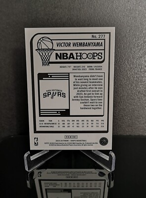 VICTOR WEMBANYAMA RC 💥 2023-24 Panini NBA Hoops Rookie Card #277