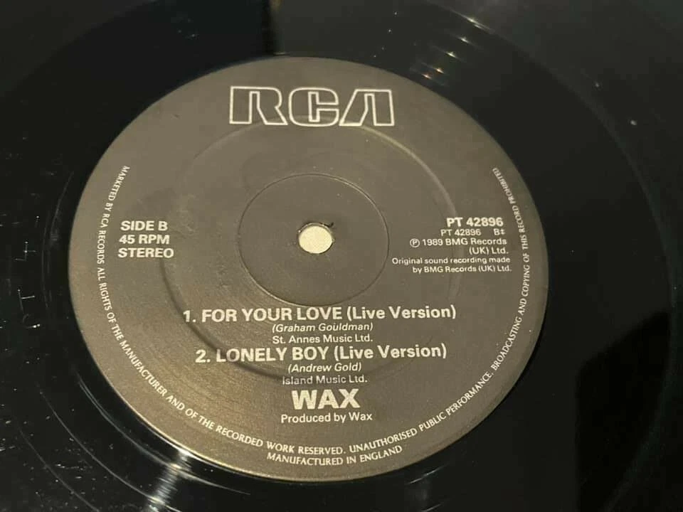 Wax - Wherever You Are - Original Vinyl Record 12" Single - 1989 BMG Records - Image 4 of 4