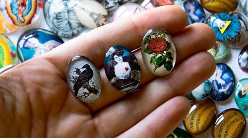 GRAB BAG Konvolut Glas Kamee Cabochon Schmuck Bastelbedarf verschiedene Größen - Bild 8 von 8