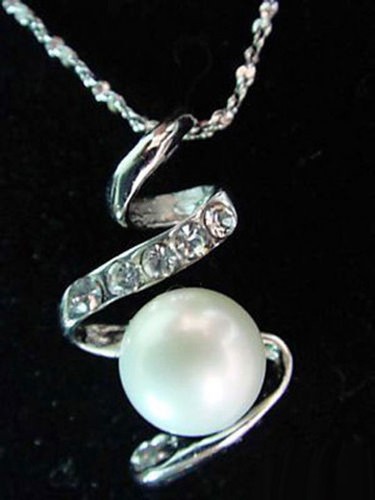 5 pair Genuine White Pearl 18KWGP Crystal Snake S Women Girl Pendant Necklace - Picture 1 of 3