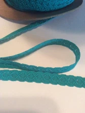 Jade (Greenish Blue) Elastic Stretchable 1/2" Web Trim Lot Of 12 Yards