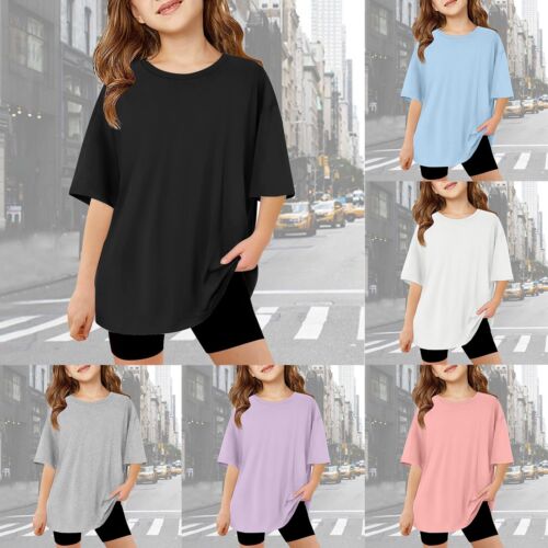 Children Kids Girls Short Sleeve T Shirts Kids Summer Oversized Tops Casual